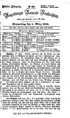 Augsburger neueste Nachrichten Donnerstag 1. März 1866