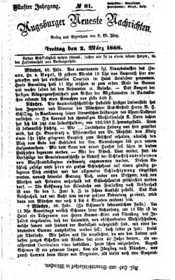 Augsburger neueste Nachrichten Freitag 2. März 1866