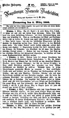 Augsburger neueste Nachrichten Donnerstag 8. März 1866