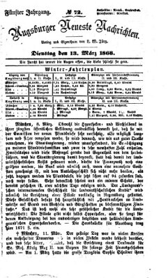 Augsburger neueste Nachrichten Dienstag 13. März 1866