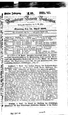 Augsburger neueste Nachrichten Dienstag 10. April 1866