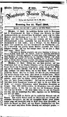 Augsburger neueste Nachrichten Samstag 21. April 1866