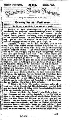 Augsburger neueste Nachrichten Samstag 28. April 1866