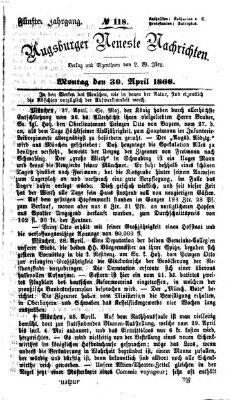 Augsburger neueste Nachrichten Montag 30. April 1866