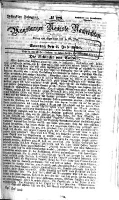 Augsburger neueste Nachrichten Sonntag 1. Juli 1866