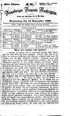Augsburger neueste Nachrichten Donnerstag 13. September 1866