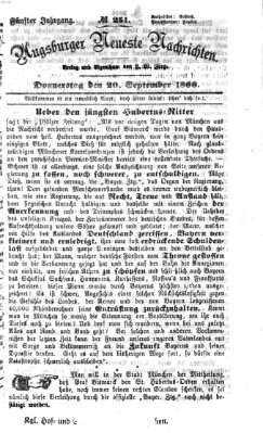 Augsburger neueste Nachrichten Donnerstag 20. September 1866