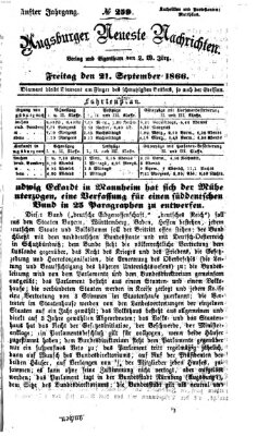 Augsburger neueste Nachrichten Freitag 21. September 1866