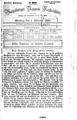 Augsburger neueste Nachrichten Montag 1. Oktober 1866