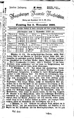 Augsburger neueste Nachrichten Samstag 3. November 1866