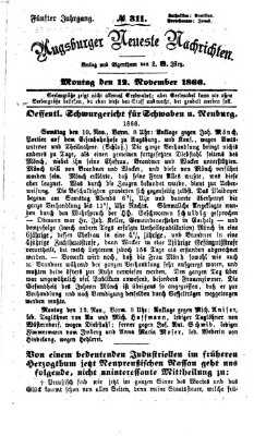 Augsburger neueste Nachrichten Montag 12. November 1866