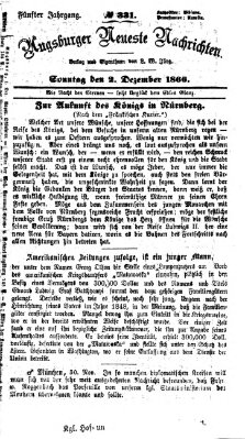 Augsburger neueste Nachrichten Sonntag 2. Dezember 1866