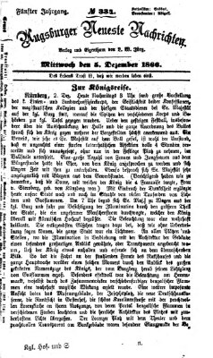 Augsburger neueste Nachrichten Mittwoch 5. Dezember 1866