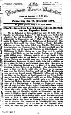 Augsburger neueste Nachrichten Donnerstag 13. Dezember 1866