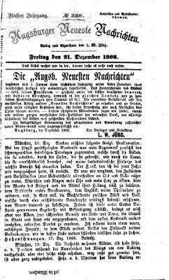 Augsburger neueste Nachrichten Freitag 21. Dezember 1866