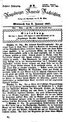 Augsburger neueste Nachrichten Mittwoch 2. Januar 1867