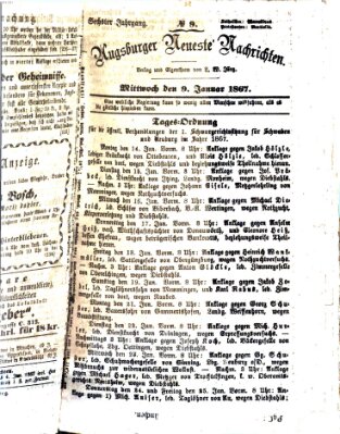 Augsburger neueste Nachrichten Mittwoch 9. Januar 1867