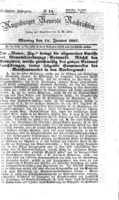 Augsburger neueste Nachrichten Montag 14. Januar 1867