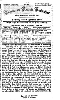 Augsburger neueste Nachrichten Samstag 2. Februar 1867