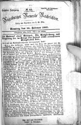 Augsburger neueste Nachrichten Sonntag 10. Februar 1867