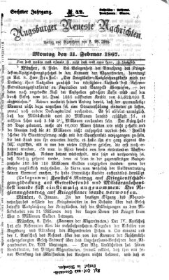 Augsburger neueste Nachrichten Montag 11. Februar 1867