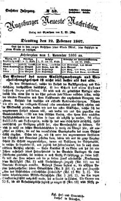 Augsburger neueste Nachrichten Dienstag 12. Februar 1867