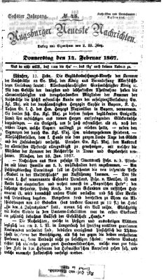 Augsburger neueste Nachrichten Donnerstag 14. Februar 1867