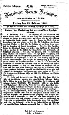 Augsburger neueste Nachrichten Freitag 22. Februar 1867