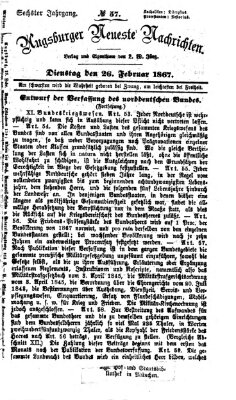 Augsburger neueste Nachrichten Dienstag 26. Februar 1867