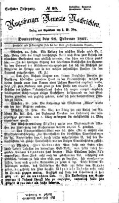 Augsburger neueste Nachrichten Donnerstag 28. Februar 1867