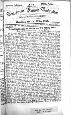 Augsburger neueste Nachrichten Samstag 16. März 1867