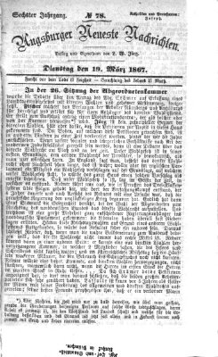 Augsburger neueste Nachrichten Dienstag 19. März 1867