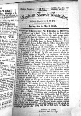 Augsburger neueste Nachrichten Freitag 5. April 1867