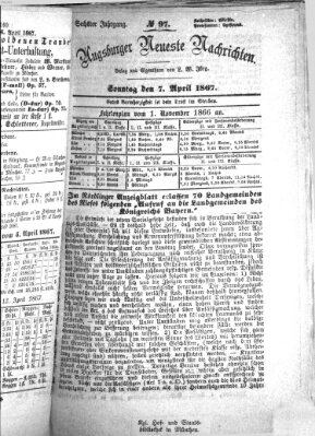 Augsburger neueste Nachrichten Sonntag 7. April 1867