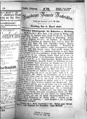 Augsburger neueste Nachrichten Dienstag 9. April 1867