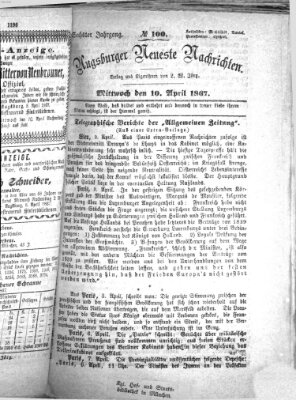 Augsburger neueste Nachrichten Mittwoch 10. April 1867