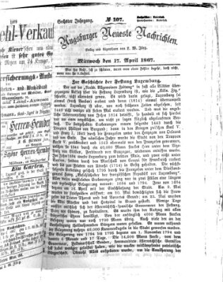 Augsburger neueste Nachrichten Mittwoch 17. April 1867