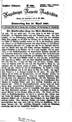 Augsburger neueste Nachrichten Donnerstag 18. April 1867