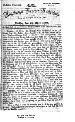 Augsburger neueste Nachrichten Freitag 26. April 1867