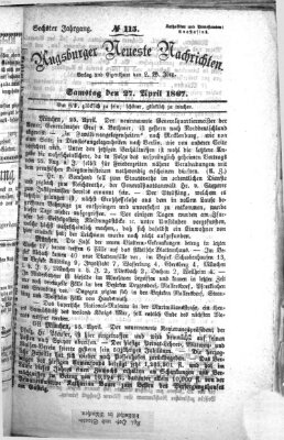 Augsburger neueste Nachrichten Samstag 27. April 1867