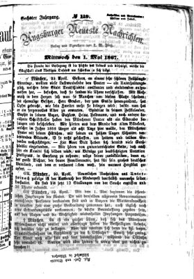 Augsburger neueste Nachrichten Mittwoch 1. Mai 1867