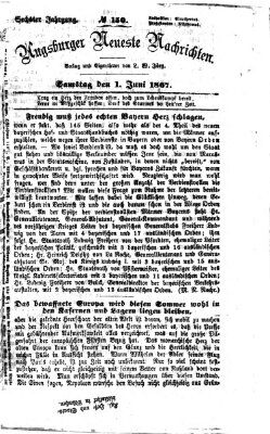 Augsburger neueste Nachrichten Samstag 1. Juni 1867