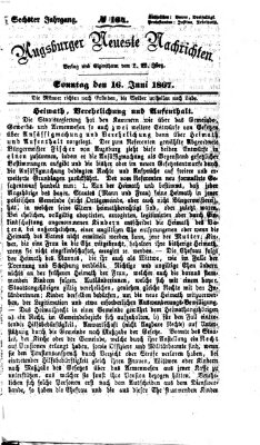 Augsburger neueste Nachrichten Sonntag 16. Juni 1867