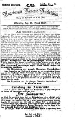 Augsburger neueste Nachrichten Montag 17. Juni 1867