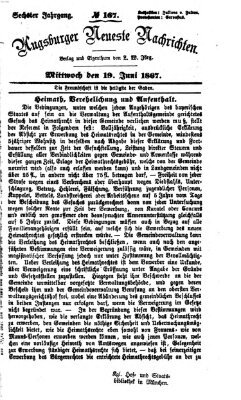 Augsburger neueste Nachrichten Mittwoch 19. Juni 1867