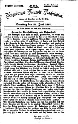 Augsburger neueste Nachrichten Dienstag 25. Juni 1867