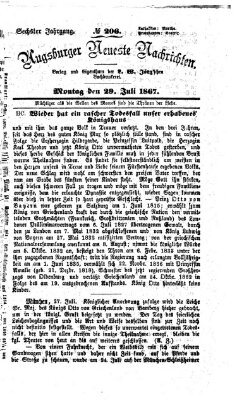 Augsburger neueste Nachrichten Montag 29. Juli 1867