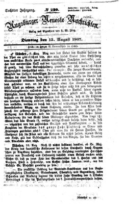 Augsburger neueste Nachrichten Dienstag 13. August 1867