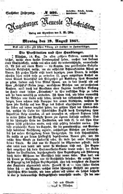 Augsburger neueste Nachrichten Montag 19. August 1867