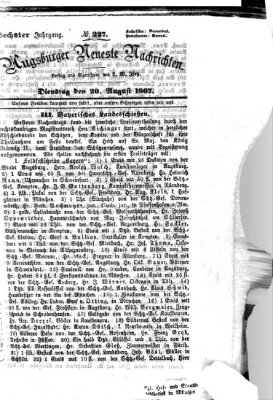 Augsburger neueste Nachrichten Dienstag 20. August 1867